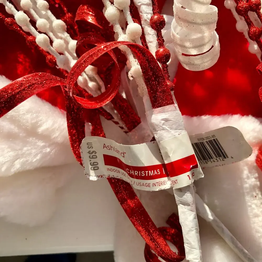 NWT 4 Ashland Large Red & White Festive Holiday Christmas Floral Picks